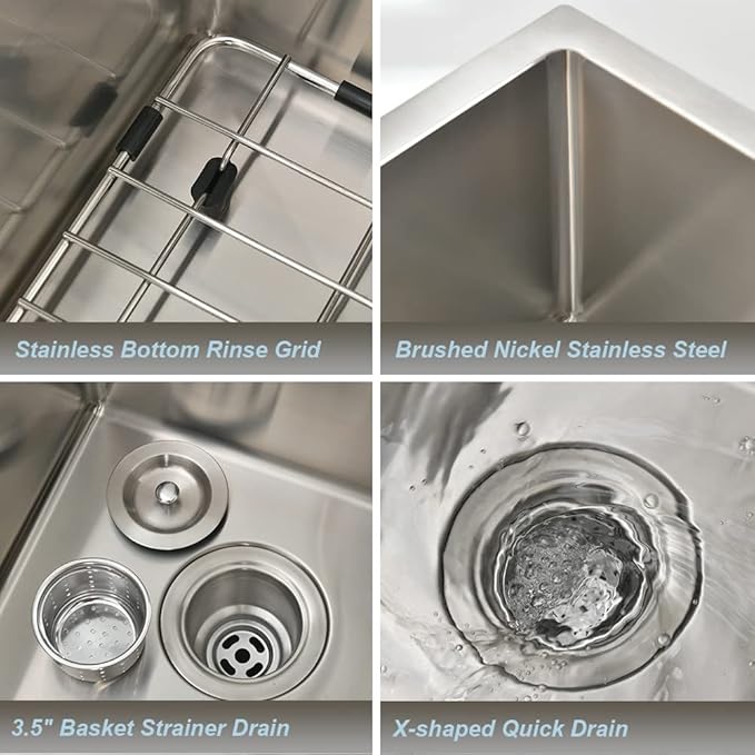 13 x 15 Inch Small Undermount Bar Sink Stainless Steel RV Sink 16 Gauge Single Bowl Wet Bar Kitchen Prep Sink
