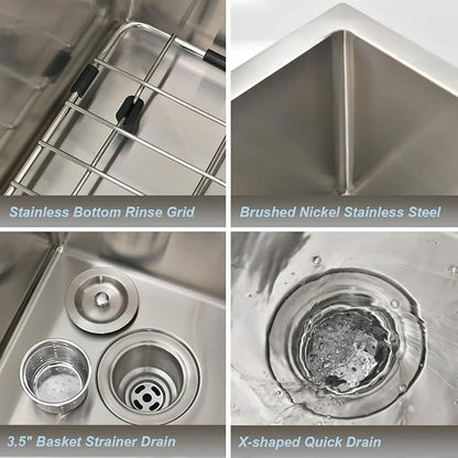 13 x 15 Inch Small Undermount Bar Sink Stainless Steel RV Sink 16 Gauge Single Bowl Wet Bar Kitchen Prep Sink