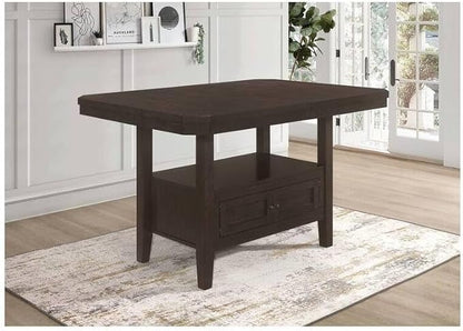 HomeStock Counter Height Table with Storage ' Rectangular Kitchen Dining Table ' Cappuccino Finish