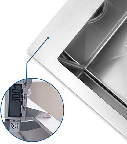 25x22 Inch Drop In Kitchen Sink, 25 Inch Brushed Nickel RV Laundry Utility Sinks, Top Mount 16 Gauge Stainless Steel Small Single Bowl 9 Inch Deep