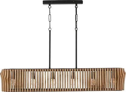 Capital Lighting 844661WK Archer Modern Artisan-Crafted Mango Wood Island Lights for Kitchen & Dinning Area, 6-Light 360 Total Watts, 8" H x 41" W, Light Wood and Matte Black