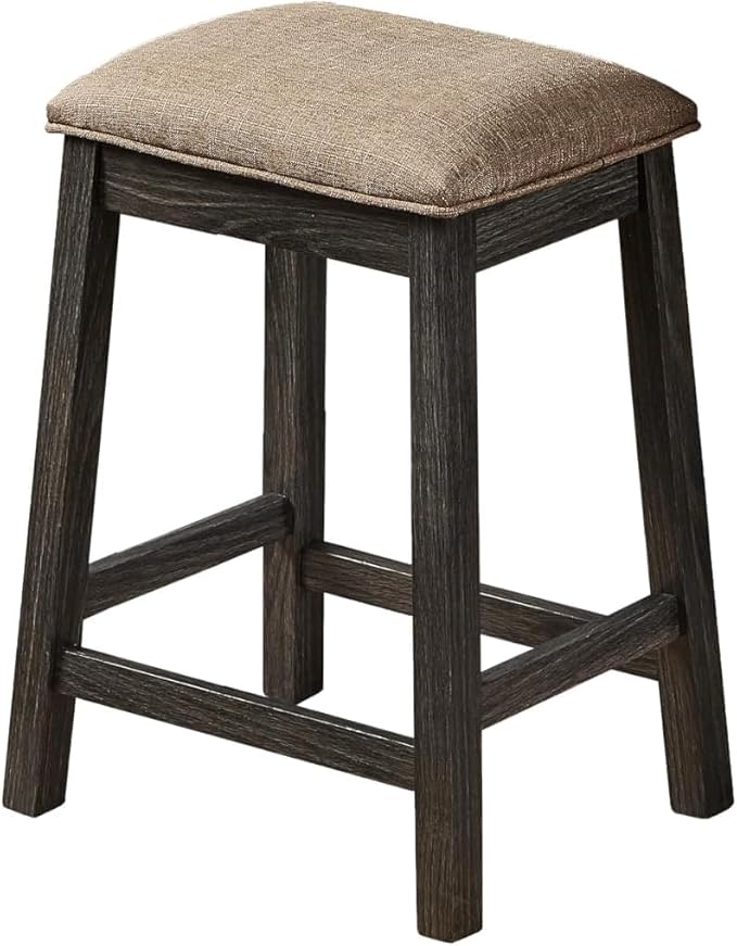 GTU Furniture 24-inch Counter Height Backless Barstools - Grey, Wood Leg, Fabric Seat, Set of 2