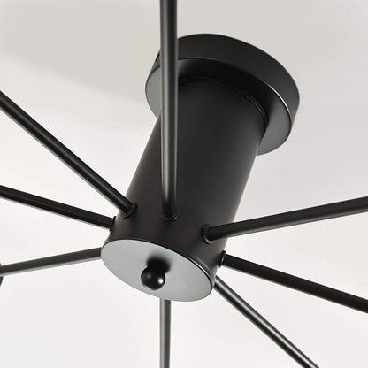 Garwarm 8-Light Sputnik Chandelier Black Industrial Semi Flush Mount Ceiling Light Fixture Mid Century Modern Pendant Light for Kitchen Farmhouse Living Room