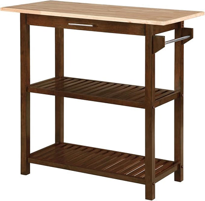 Convenience Concepts Designs2Go 3 Tier Butcher Block Kitchen Prep Island 40" - 3 Tier Modern Cooking Cart with Drawer, Food Serving Station for Kitchen, Dining Room, Espresso