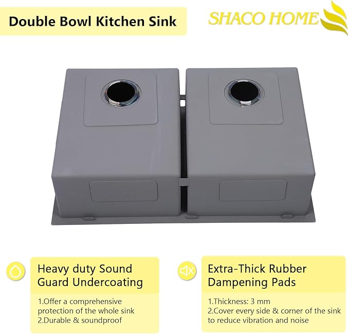 SHACO 33x22 Black 50/50 Double Bowl Drop In Kitchen Sink, 33 Inch Top Mount Gunmetal Black 16 Gauge Stainless Steel Kitchen Sink with Grid and Accessories