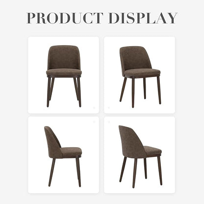 COLAMY Upholstered Dining Chairs Set of 4, Modern Kitchen Chairs with Back, Leather Side Dining Room Chairs with Wood Legs for Kitchen Dining Room Restaurant,Dark Brown