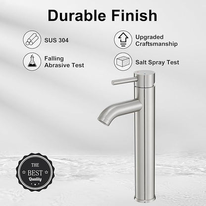 VOTON Vessel Sink Faucet Chrome Modern Tall Bathroom Faucets Single Handle One Hole Rv Vanity Lavatory Bathroom Sink Faucet