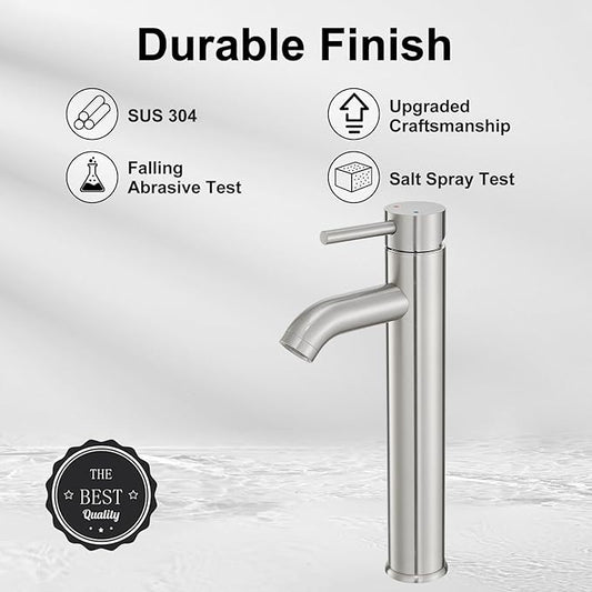 VOTON Vessel Sink Faucet Chrome Modern Tall Bathroom Faucets Single Handle One Hole Rv Vanity Lavatory Bathroom Sink Faucet