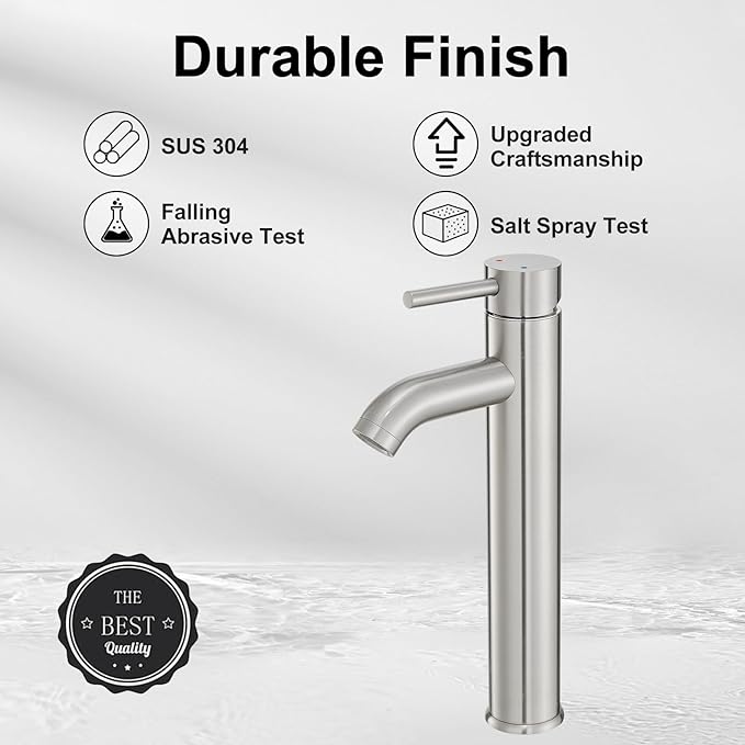 VOTON Vessel Sink Faucet Chrome Modern Tall Bathroom Faucets Single Handle One Hole Rv Vanity Lavatory Bathroom Sink Faucet