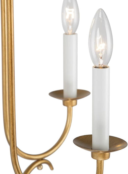 KSANA Gold Chandelier for Dining Room, 5 Light Modern Chandelier Light Fixtures with Candlestick 21" Adjustable Hanging Chandelier for Living Room Bedroom Hallway