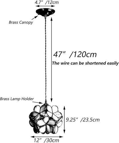 Bieye L10920 Petals Tiffany Style Stained Glass Ceiling Pendant Light for Home Decoration (Orange, 12" Rose Lily)