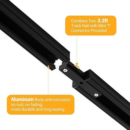 VANoopee 5-Color 6-Light LED Track Lighting Kit with 6.6FT H Type Track Lighting Rail, LED Track Light Heads Dimmable Modern Kitchen Track Lighting Fixtures Ceiling Spotlight, CRI90+ 10W 800lm Black