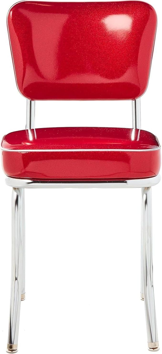 HomeStock Diner Chair - Vinyl Seat, Chrome Frame - Fully Assembled Bistro Kitchen Chair Zodiac Burgundy