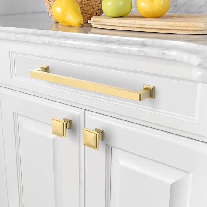 Amerdeco 10 Pack Brushed Gold Cabinet Pulls 9 Inch(224MM) Hole Centers Kitchen Cabinet Handles Cabinet Hardware Kitchen Handles for Cabinets Cupboard Handles Drawer Pulls ZH0019