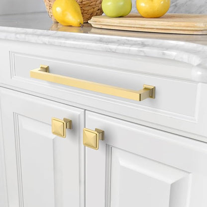 Amerdeco 10 Pack Brushed Gold Cabinet Pulls 9 Inch(224MM) Hole Centers Kitchen Cabinet Handles Cabinet Hardware Kitchen Handles for Cabinets Cupboard Handles Drawer Pulls ZH0019