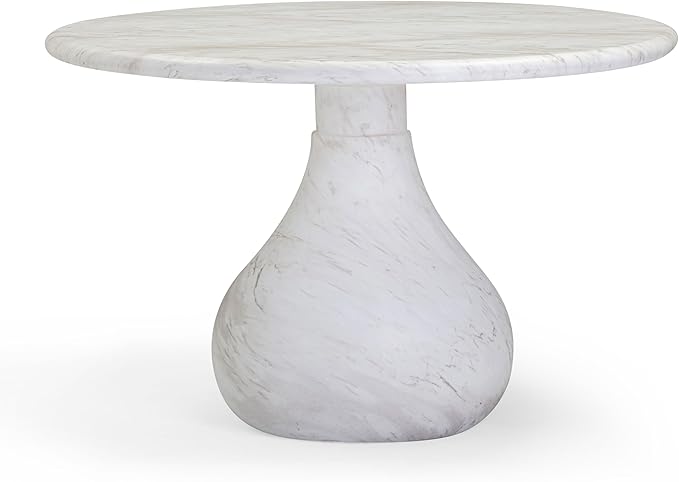 Tov Furniture Smooch White Marble Print Indoor/Outdoor 47" Round Dining Table