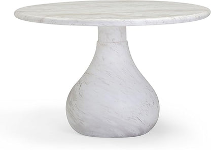 Tov Furniture Smooch White Marble Print Indoor/Outdoor 47" Round Dining Table