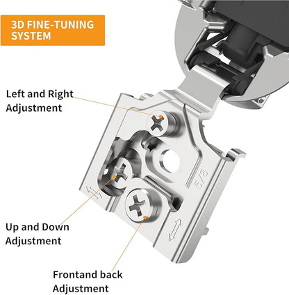 Chibery 20 Pack 5/8" Overlay 3D Soft Close Concealed Hinge for Face Frame Door, Smooth Slow Self Closing Hinges, Satin Nickel, Hidden 105° Open Angle Stainless Steel Hinge for Kitchen Cabinet Door