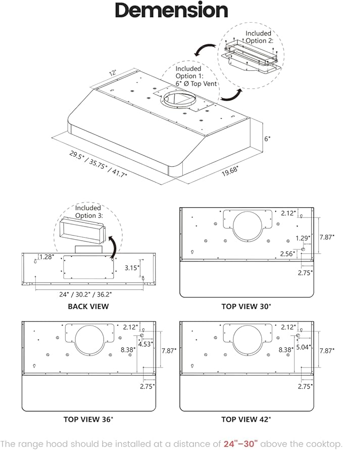 JOCO 36 Inch Under Cabinet Range Hood, 900 CFM Stainless Steel Kitchen Vent Hood, 4-Speed Gesture/Touch/Remote Control C01-36G