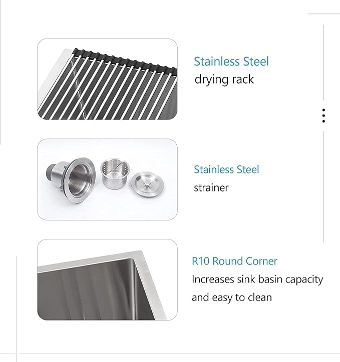 Lordear 30 Inch Farmhouse Kitchen Sink 16 Gauge 30"x21"x10" Stainless Steel Single Bowl Apron Front Undermount Farm Sink