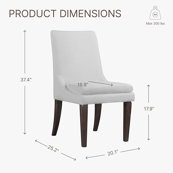 KISLOT Upholstered Dining Chairs Modern Sidechair Performance Fabric High Back Armlesschair for Diningroom Kitchen,White,Set of 4(2 Box)