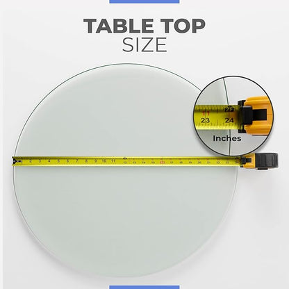 Fab Glass and Mirror Round Glass Table Top, 24 Inch, Clear