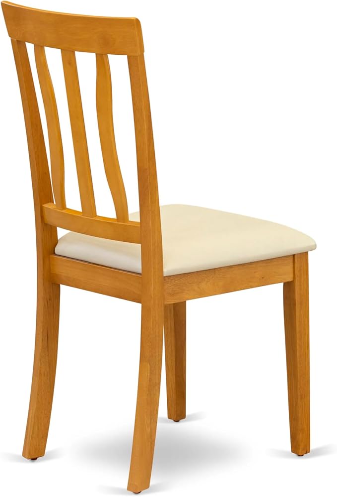 East West Furniture ANTI5-OAK-LC 5 Piece Dining Room Furniture Set Includes a Round Kitchen Table with Pedestal and 4 Faux Leather Upholstered Dining Chairs, 36x36 Inch, Oak