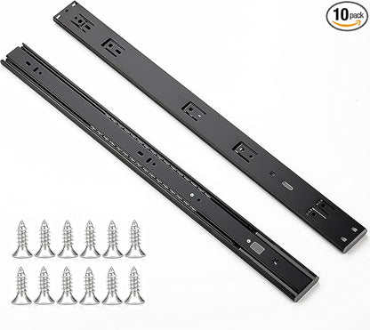 Ravinte 22 Inch Soft Close Drawer Slides 10 Pairs 20 Pack Black Full Extension Ball Bearing Drawer Glide Side Mount