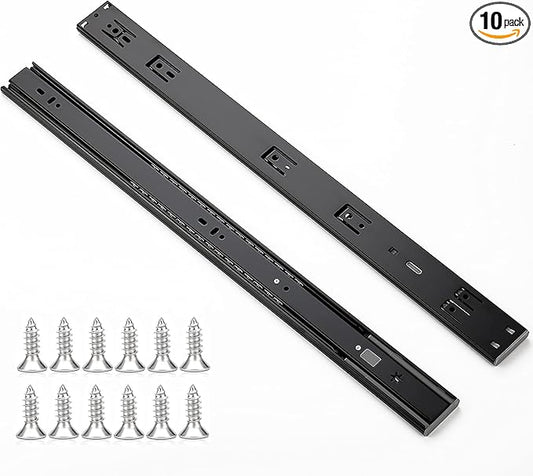 Ravinte 22 Inch Soft Close Drawer Slides 10 Pairs 20 Pack Black Full Extension Ball Bearing Drawer Glide Side Mount