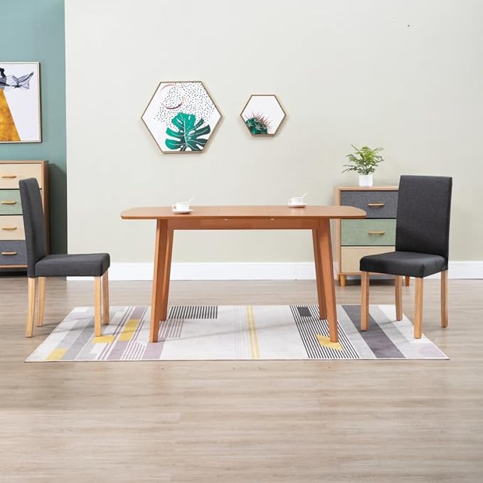 2-Piece Dark Grey Fabric Dining Chairs Set with Rubber Wood Frame, Traditional Style Comfortable Seating for Dining Room Kitchen Furniture