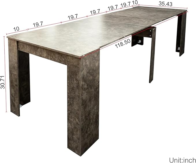 Dining Table for 10-12 People, 118.5" Multifunctional Extendable Kitchen Table for Home Dining Room, Modern Dining Table Large Long Dining Room Table for Big Family Restaurant Furniture, Marble