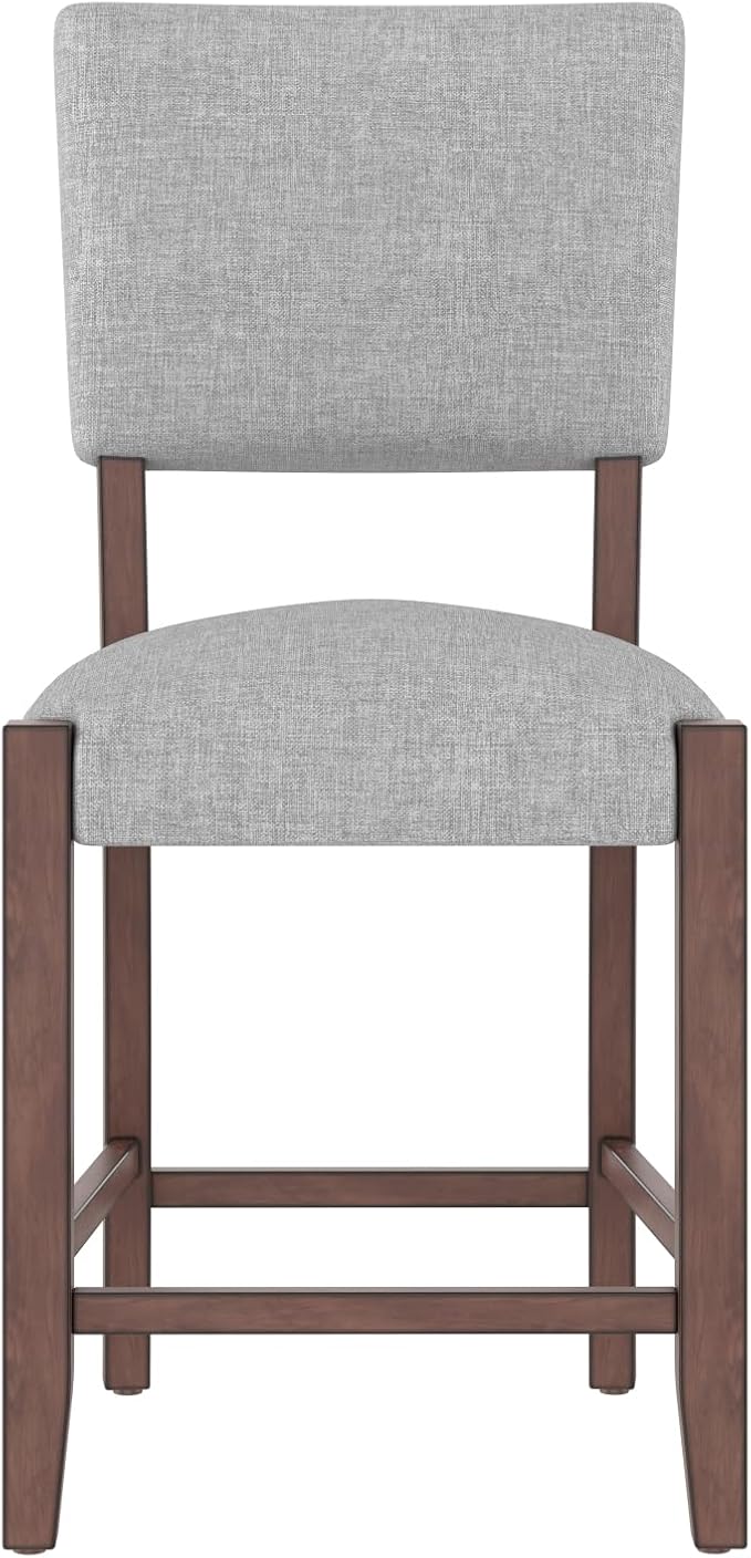 Mid Century Modern Stools Set of 4 Grey Linen Upholstered Modern Elegance Kitchen Island Dining Room Durable