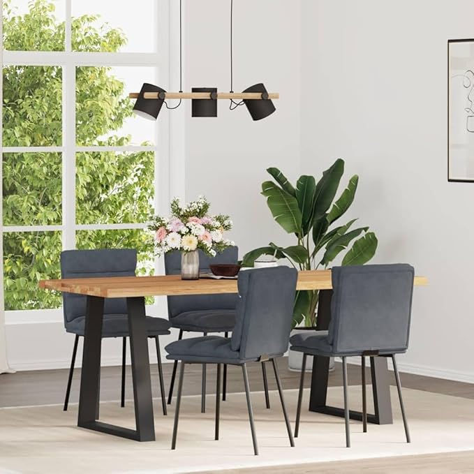 4-Piece Dark Gray Velvet Dining Chairs Set with Metal & Wood Frame, Comfortable Modern Accent Chairs for Kitchen, Living Room, Bedroom