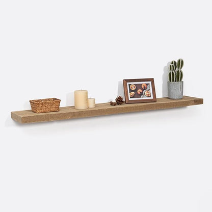 FLYJOE Floating Shelves - 8" Deep Rustic Reclaimed Barnwood Wall Hanging Shelves with Invisible Heavy-Duty Metal Bracket - Wall Mounted - Farmhouse Style - 48 inches, Distressed Natural