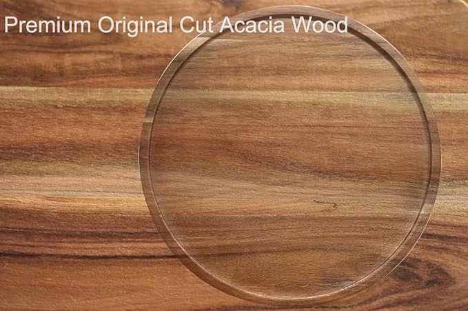 18" Acacia Wood Lazy Susan Organizer Kitchen Turntable for Cabinet Pantry Table Organization