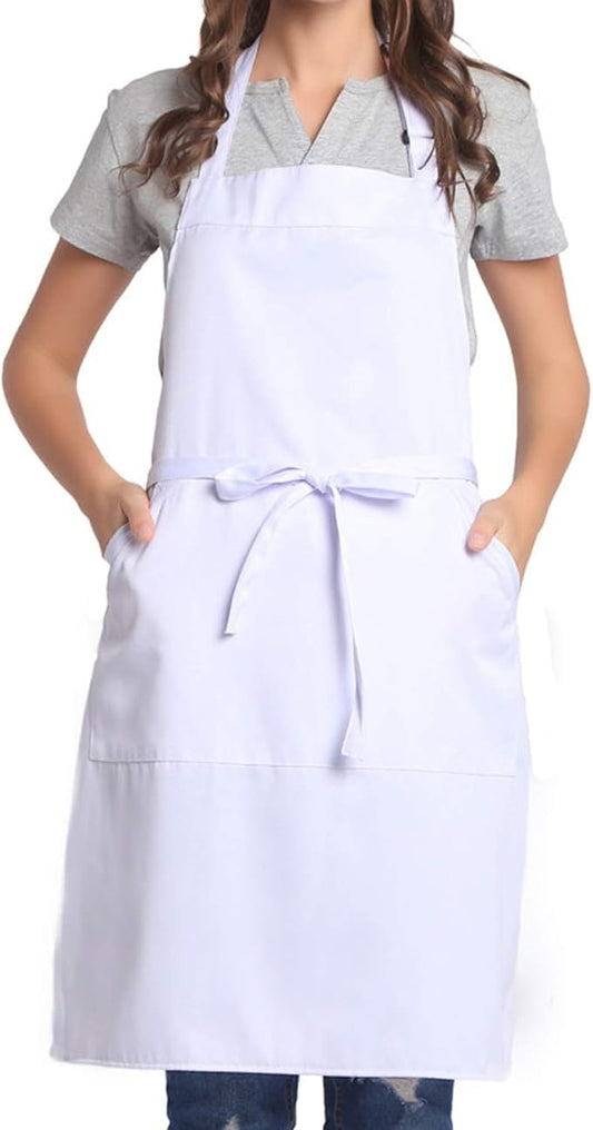 BIGHAS Adjustable Bib Apron with Long Ties for Women Men 18 Colors Chef Kitchen Cooking