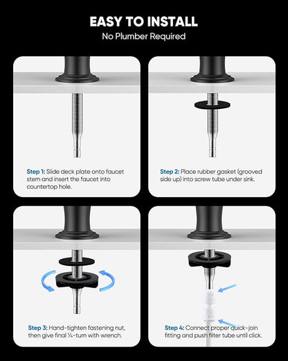 WEWE Vintage Drinking Water Faucet, Lead-Free Stainless Steel Kitchen Water Filter Faucet for Reverse Osmosis System, Non-Air Gap RO Beverage Faucet, Matte Black