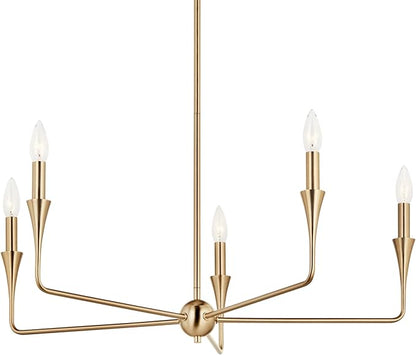 Kichler Alvaro 5-Light Chandelier, Soft Modern Light in Champagne Bronze, for Dining Room, Office or Bedroom (19.25" x 30.25"), 52689CPZ