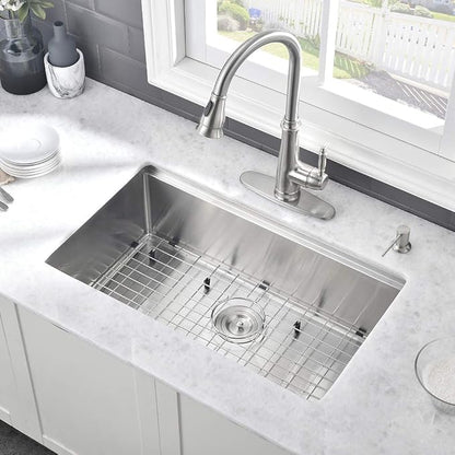 Stainless Kitchen Sink Undermount-VASOYO 33 Inch Undermount Kitchen Sink Workstation Sinks 16 Gauge Stainless Steel Single Bowl Deep Under Mount Sinks with Cutting Board