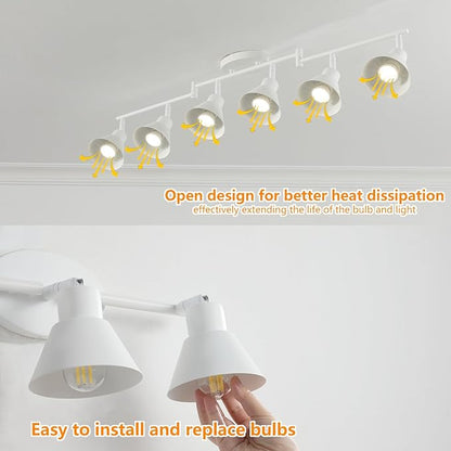 Modern 6-Light Track Lighting Fixture, Matte White Metal Ceiling Spotlight with Flexible Rotatable Heads, GU10 Base Directional Track Light for Kitchen, Hallway, Living Room & Gallery