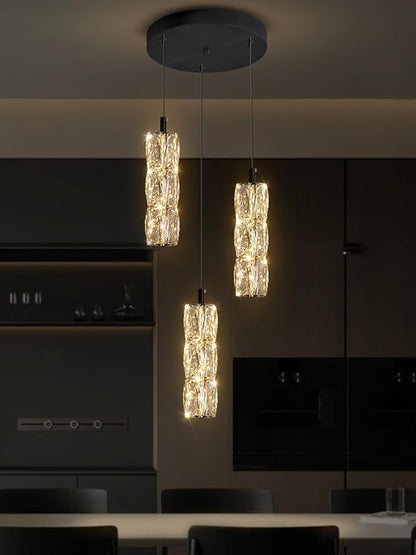 ykolupty Pendant Lights Kitchen Island 3-Lights Pendant Chandelier for Dining Room Hallway Stairwell,LED Dimmable 2700K-6000K