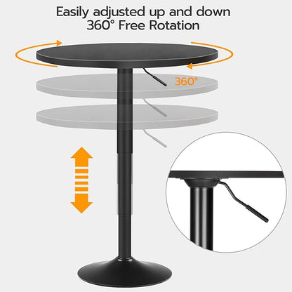HOOBRO 2 Pcs Bar Table, Height-Adjustable Round Pub Table 27-35.4 Inches with Sturdy Base, Modern Style Bar Table Easy Assembly with Metal Base for Pub, Party and Small Places, Black BK58BTP201G1