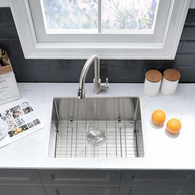 Stainless Steel Undermount Laundry Room Sink-VASOYO 24x19x13 Undermount Laundry Sink Stainless Steel 16 Gauge Single Bowl Deep Under Mount Kitchen Utility Sinks Outdoor Basin