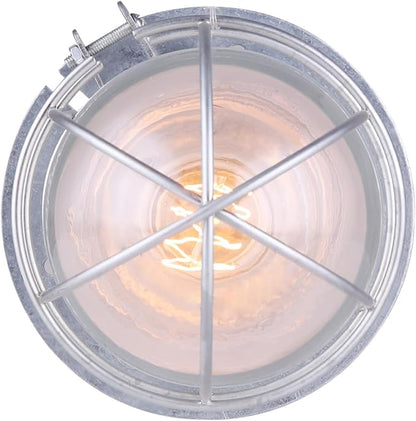Canarm Outdoor Silver Barn Light, Industrial Wall or Ceiling Mount Sconce, 7-Inch Damp Rated Fixture for Porch, Patio, or Entryway