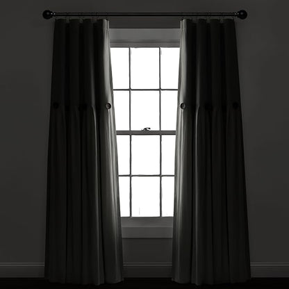 Lush Decor Linen Button Window Curtain Panel, Single, 40" W x 84" L, Off-white - Country Curtains - Rustic Decor - Color Block Modern Farmhouse Curtains For Living Room, Bedroom & Dining Room