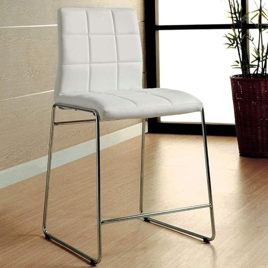 Counter Height Dining Chairs with Leatherette Seat and Chrome Metal Legs for Kitchen Island Seating