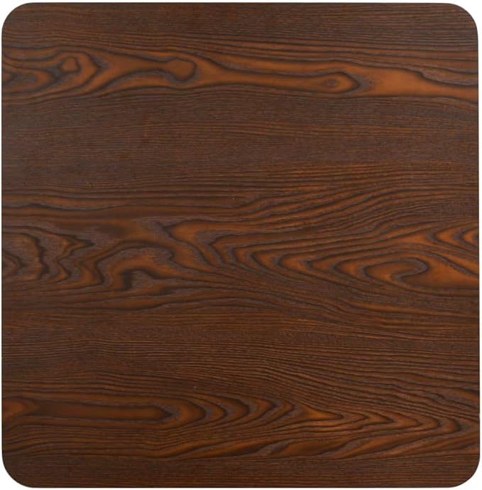 Dark Brown Bistro Table 19.7x19.7 Inch MDF Top Steel Base Compact Dining Table for 2