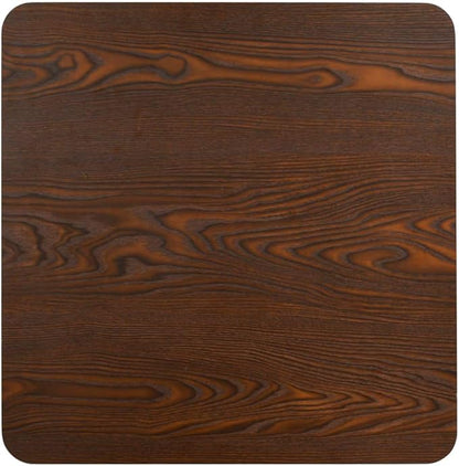 Dark Brown Bistro Table 19.7x19.7 Inch MDF Top Steel Base Compact Dining Table for 2