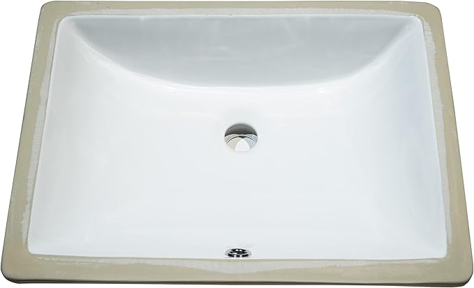 MSI 20.375” (L) x 15.125” (W) x 7.625” (H) Rectangle Porcelain Ceramic Undermount Bathroom Vanity Vessel Sink, White