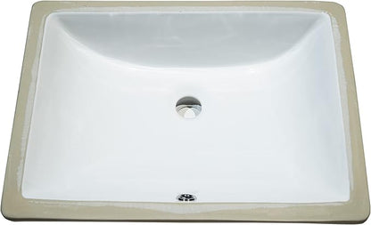 MSI 20.375” (L) x 15.125” (W) x 7.625” (H) Rectangle Porcelain Ceramic Undermount Bathroom Vanity Vessel Sink, White
